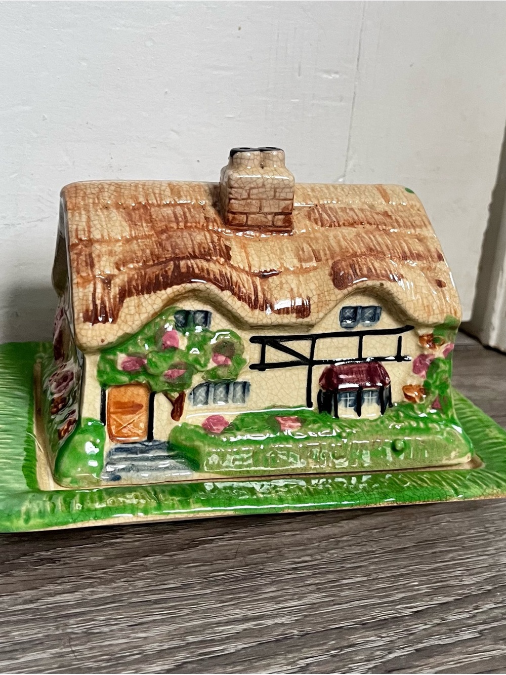 Vintage Cottage Butter Cheese Dish